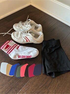 Chassé Cheerleading Practice Set Lot - Flip IV Shoes (1.5Y), Shorts (Youth M), S